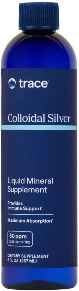 Trace Minerals Colloidal Silver Liquid Supplement, 16 oz | 30 PPM bio-active hydrosol, 99% pure silver, no additives or preservatives, distilled water base, super-oxygenated