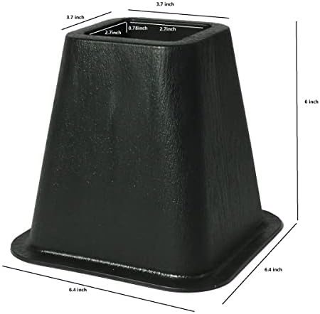 J&V TEXTILES Bed Furniture Risers - Elevation in 6 Inch Heavy Duty Risers for Sofa and Table - Supports up to 1,300 lbs - (Set of 4 Riser, Black)