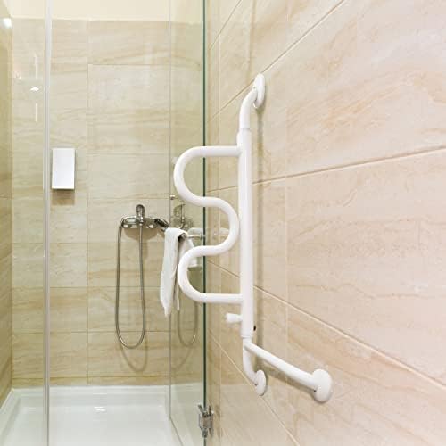 Stander Curve Grab Bar with Handrail, Bathroom Security Assist Railing for Toilet, Shower, and Bathtub Aid, Rotating Safety Handle