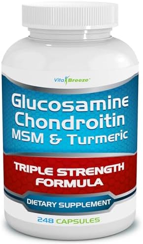 VitaBreeze Glucosamine Chondroitin MSM & Turmeric Supplement, 248 Capsules | Triple Strength Joint Support Supplement, Suitable for Men and Women