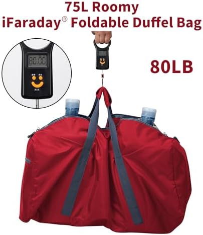 iFARADAY Foldable Duffel Bag Lightweight, 30 inch / 75L, Royal Blue