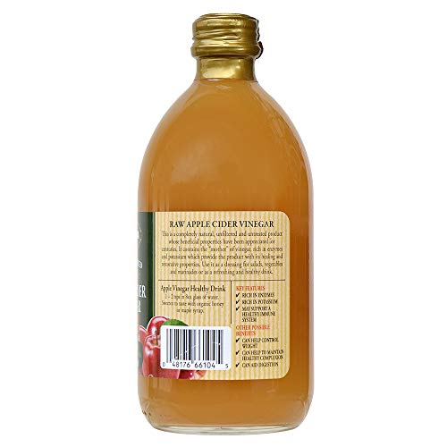 100% Raw-unfiltered Organic Apple Cider with "The Mother" 17 Oz (Pack of 2) - Rich in Probiotics and Enzymes, Perfect for Cooking, Salad Dressings