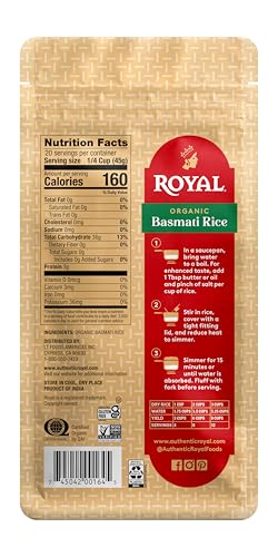 Authentic Royal - Naturally Aged Long Grain Indian White Basmati Rice - 20 Pound