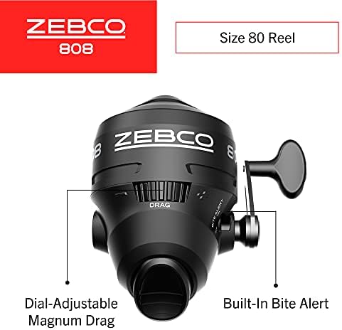 Zebco 808 Spincast Fishing Reel, Changeable Right- or Left-Hand Retrieve, Pre-Spooled with Zebco Fishing Line, Dial-Adjustable Magnum Drag