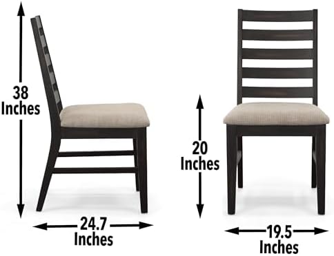 Steve Silver Company Harlow Side Chair, Set of 2 Chairs, Upholstered Seat, Modern Farmhouse, Armeless Dining Room Chairs, Solid Wood Legs, Kitchen