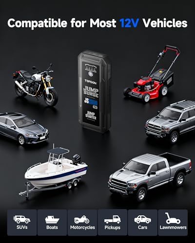 TOPDON JS2000Pro Car Battery Jump Starter, 2000A Peak 12V Portable Jump Starter Battery Pack for Up to 8.0L Gas/6.0L Diesel Engines