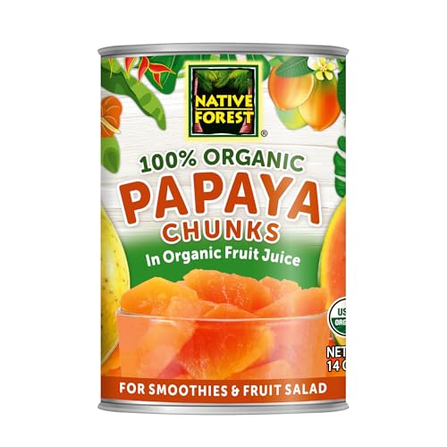 Native Forest Organic Papaya Chunks in Fruit Juice - 14 Ounce (Pack of 6) | Canned Organic Papaya Fruit, Non-GMO, Vegan
