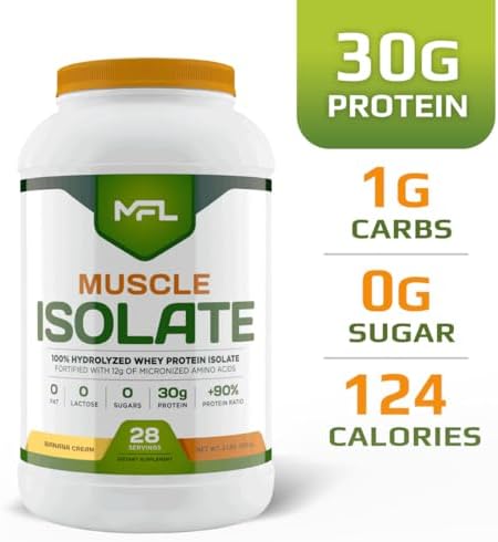 MFL 100% Isolate Protein l 30g of Protein l 12g Amino Acids l Keto Friendly l Low Carbs l 2 lbs. (Vanilla Bean)