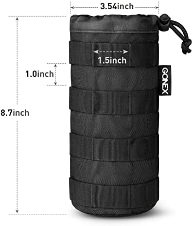Gonex MOLLE Bottle Pouch, Drawstring Water Bottle Holder | 900D Oxford, Mesh Bottom, Fits MOLLE Packs & Vests, Flexible Height, Holds Bottles or Umbrellas