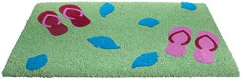 Imports Decor Sandy Flip Flop Vinyl Backed Coir Doormat with Flocked Pattern, 30 x 18 x 1/2"
