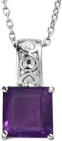 Amethyst 5.00 ctw Pendant Necklace in Stainless Steel 20 Inches