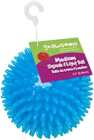 Gnawsome™ 3.5” Spiky Squeak & Light Ball Dog Toy - Medium, Cleans Teeth and Promotes Good Dental and Gum Health for Your Pet, Colors will vary