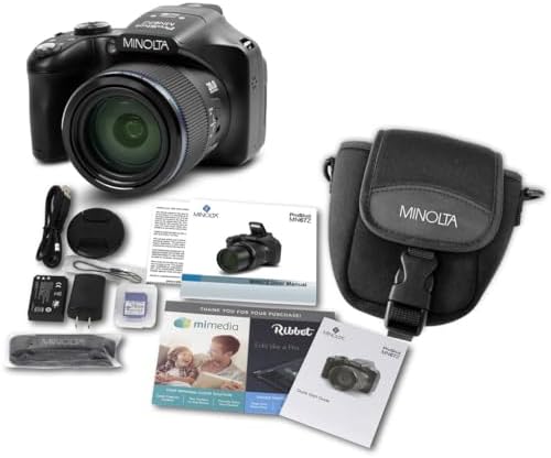 Minolta MN67Z Pro Shot 20MP Camera, 67X Zoom, 1080p HD Video (Red)