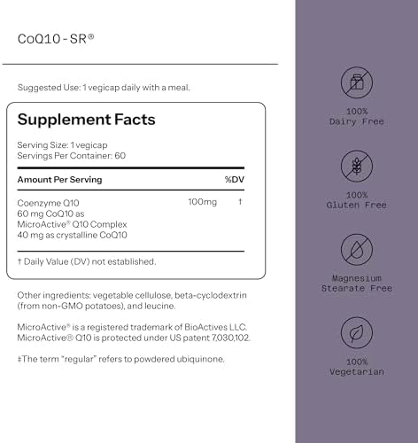 Quality of Life Powerful CoQ10 Sustained Released MicroActive Supplement for Enhanced Absorption, 100 mg of Per Capsule Supports Immune
