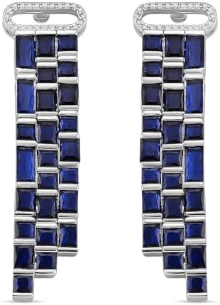 Blue Glass and Cubic Zirconia Earrings in Silvertone