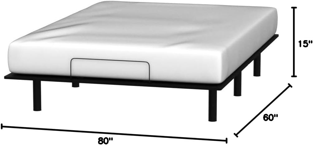 Sven and Son Essential Adjustable Bed Base (Frame) + 12 inch Memory Foam Matt (Medium), Easy Assembly, Head and Foot Lift, Memory Positions