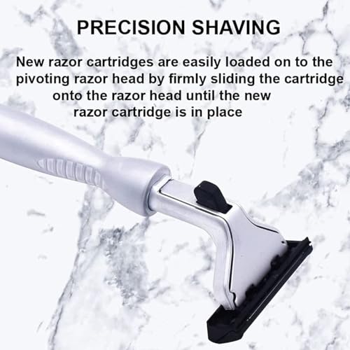 Taconic Heavyweight Atra-Compatible Pivot Razor with 10 Cartridges | All-Metal Chrome Razor Fits Atra-Style Twin Blade Cartridges And Includes 10