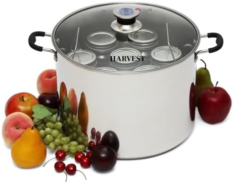 Harvest Stainless Steel 20 Qt Canning Pot with Rack | Water Bath or Steam Canning | Works on All Stovetops Including Induction, Glass, Gas (Stainless Steel Canner + Tools) (Stainless Steel Canner)