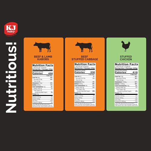 KJ Poultry Kosher Ready Meals - (6 Pack Ultimate Variety - Beef & Chicken) Prepared Entree Fully Cooked