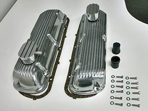 Finned Aluminum Valve Cover W/Breather Kit, Compatible with SBF V8 260 289 302 351W