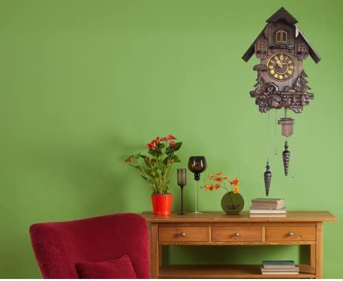 Wall Cuckoo Clocks Black Forest Wooden Cuckoo Clock. Black Forest Hand-Carved Cuckoo Clock. Bright Cuckoo Bird Sounds On The Hour and Chime Has