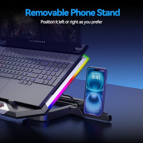 ICE COOREL Gaming Laptop Cooling Pad 15-17.3 Inch, Laptop Fan with 6 RGB Cooling Fans, Laptop Cooling Stand with 6 Height Adjustable