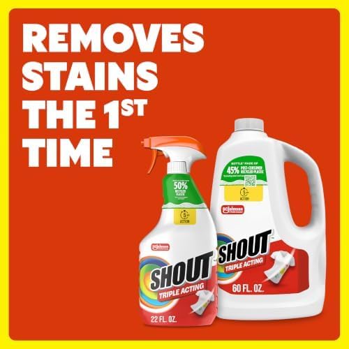 Shout Triple-Acting Laundry Stain Remover for Everyday Stains Liquid Refill, 60 Fl Oz