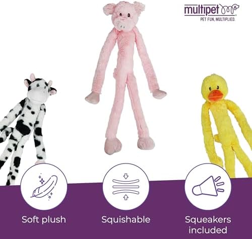Multipet Swingin' Safari Monkey Dog Plush Toy - Squeaky Dog Toy for All Dogs - Extra Soft Plush Dog Toy - Stuffed Animal Dog Toy for Cuddling & Playing - Cute Dog Pet Toy (27”, Brown, 5 Squeakers)