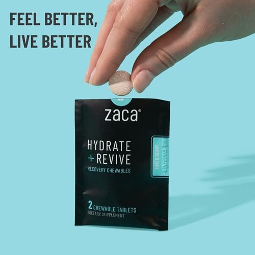 Zaca Recovery Chewable Supplement | Hydrate + Revive | 6 Packs = 12 Tablets | Party, Travel, Exercise & Altitude | Sugar Free, Gluten Free, Artificial Ingredients Free