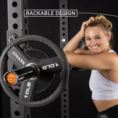 XMARK CONVICT Rackable EZ Curl Bar for Power Racks, Squat Racks, and Olympic Benches – Ideal for Bicep Curls, Skull Crushers, and Tricep Extensions