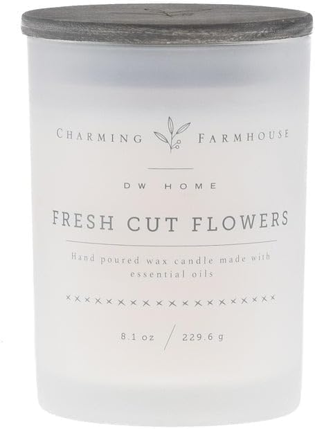 Charming Farmhouse by DW Home Vanilla Brûlée Scented Candle, 8 oz Wooden Wick Candle, Vanilla Bean, Toffee & Toasted Marshmallow Fragrance, Up to 40H Burn Time