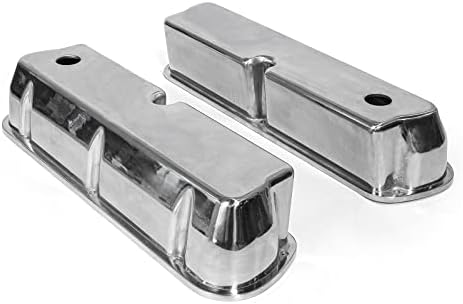 Speedmaster PCE314.1083.01 Compatible with Ford SB 289 302 351 Windsor Polished Aluminum Plain Valve Covers - Tall w/Hole