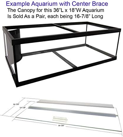 Glass Canopy Two PIECE Set for 30 BR, 40 BR, 50, 65, 84 Gallon Tanks 36"x18" for Aquariums with A Center Brace, AM33618