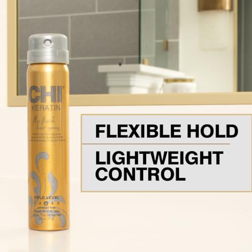CHI Keratin Flex Finish Hair Spray, Lightweight, Long‑Lasting Hold & Smooth Styling, Controls Frizz, Flyaways & Seals Out Humidity, Professional Hair Finish Spray, Unscented, 10 Oz
