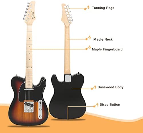 GLARRY 39" GTL Electric Guitar for Music Lover, SS Pickups Maple Fingerboard with Accessories Pack Guitar Bag (Sunset)