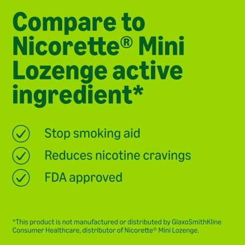 Amazon Basics Mini Nicotine Polacrilex Lozenge, 2 mg (Nicotine), Mint Flavor, 135 Count, (Previously Amazon Basic Care)