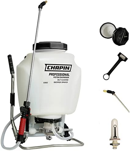 Chapin International 63900 Self Cleaning Backpack Sprayer, 4 gal, Translucent White