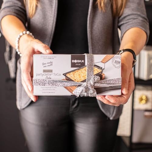 Boska Raclette Grilling Set - Partyclette to Go Set - Suitable for Cheese, Meat, Fish, and Vegetables - Portable Non-Stick - Dishwasher Safe Wedding Registry Items