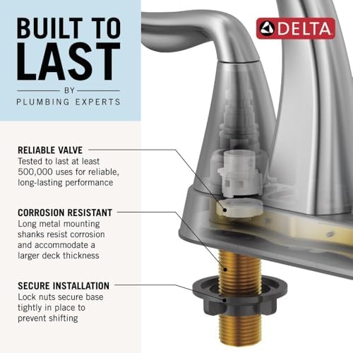 Delta Faucet Woodhurst Centerset Bathroom Faucet, Oil Rubbed Bronze 2-Handle Bathroom Faucet, Delta Bathroom Sink Faucet