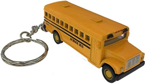 KiNSFUN Classic Mini School Bus 2.5 Inches Die Cast Metal Model Key Chain