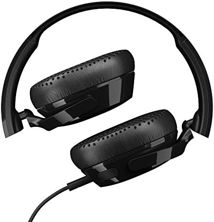 Skullcandy Riff On-Ear Wired Headphones with 3.5mm AUX Plug - Black | Travel Ready with 3.5mm Wired Connection, Built-In Microphone, Foldable Lightweight Comfortable Design, Durable Headband
