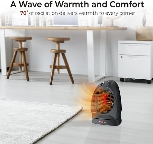 Comfort Zone CZ50 750/1500-Watt Fan-Forced Oscillating Electric Portable Heater with Adjustable Thermostat, Built-in Overheat Sensor, Safety Tip-Over Switch, and Heat Resistant Housing, White