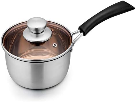 TeamFar 1 Quart Saucepan, Stainless Steel Saucepan with Lid | Small Sauce Pot Milk Pan Cookware for Home Cooking, Non Toxic & Healthy, Easy Clean & Dishwasher Safe