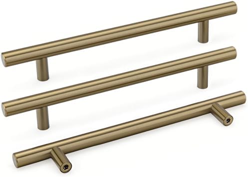 Goldenwarm 5 Pack 3 inch Gold Cabinet Handles Brushed Gold Cabinet Pulls | Gold Dresser Drawer Handles Stainless Steel Drawer Pulls for Kitchen Bathroom Bedroom, Easy to Install