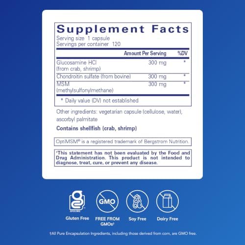 Pure Encapsulations Glucosamine Chondroitin with MSM - Supports Joint Health & Normal Cartilage Formation* - Maintains Enzyme Activity - Gluten-Free & Non-GMO - 60 Capsules | Supports Joint Health and Normal Cartilage Formation*, Maintains Enzyme Activit…