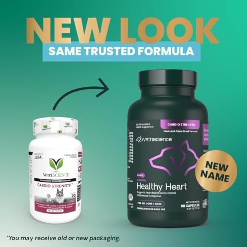 VetriScience Omega Healthy Heart Easy-Open Capsules, Cardio Strength Taurine and Omega-3 Supplement for Dogs and Cats