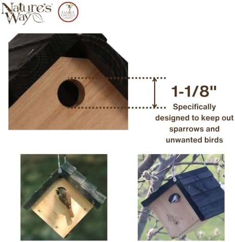 Nature's Way Bird Products CWH1 Cedar Wren House, 8" x 8.875" x 8.125", standard, Brown