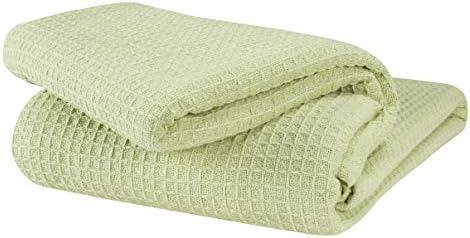 Glamburg 100% Cotton Thermal Bed Blanket, Soft Waffle, Queen Size, All Season, Navy Blue