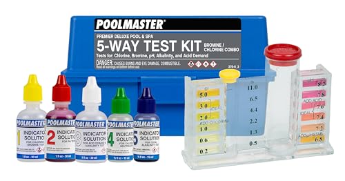 Poolmaster 5-Way Pool and Spa Water Test Kit with Case, Swimming Pool Chemical Test Kit for Chlorine, Bromine, pH, Alkalinity and Acid Demand