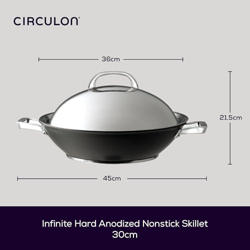 Circulon Infinite Wok Non Stick 36cm - Large Induction Wok with Stainless Steel Lid, Base & Handles, Premium Dishwasher Safe